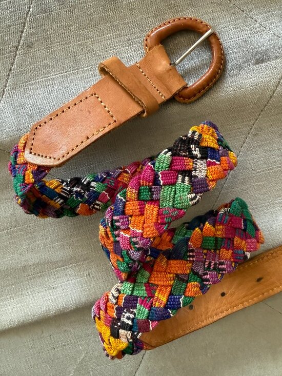 Vintage Accessories - PRICE FIRM Vintage Multicolored Braided Brown Leather Belt 32
